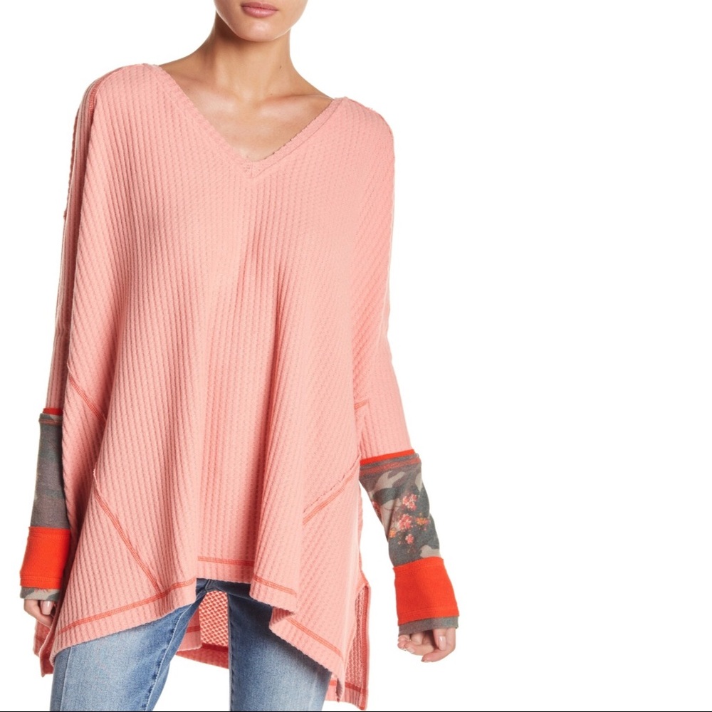 FREE PEOPLE Leopard accents thermal Top NWT - Picture 1 of 7